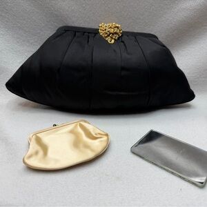 Chic Black Clutch with Gold Embellishment